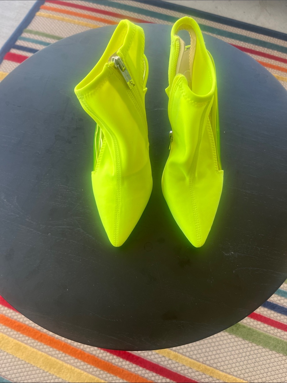 Jessica Simpson Neon Yellow Pointed Toe Slingback Heels